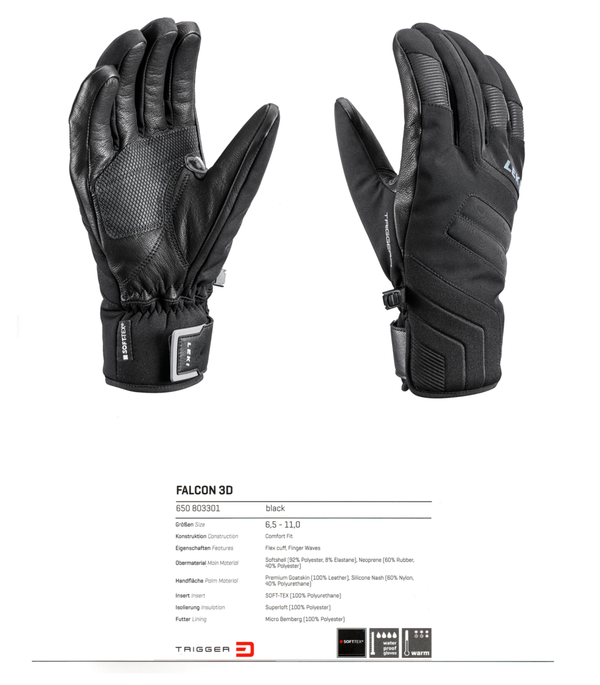 Leki Falcon 3D schwarz Ski Handschuhe