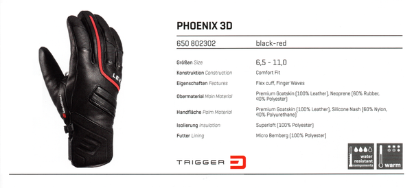 Leki Phoenix 3D schwarz - rot Skihandschuhe