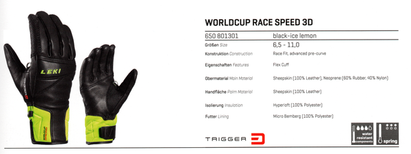 Leki Worldcup Race Speed 3D Skihandschuhe Leder