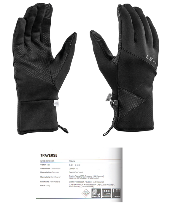 Leki Traverse schwarz Ski Handschuhe